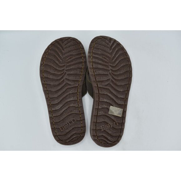 Born Mens Size 8 Owen Dark Grey Distressed Leather Flip Flop Thong Sandals Shoes